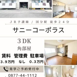 高松市国分寺町新名３DK賃貸アパート（サニーコーポラス３DK）