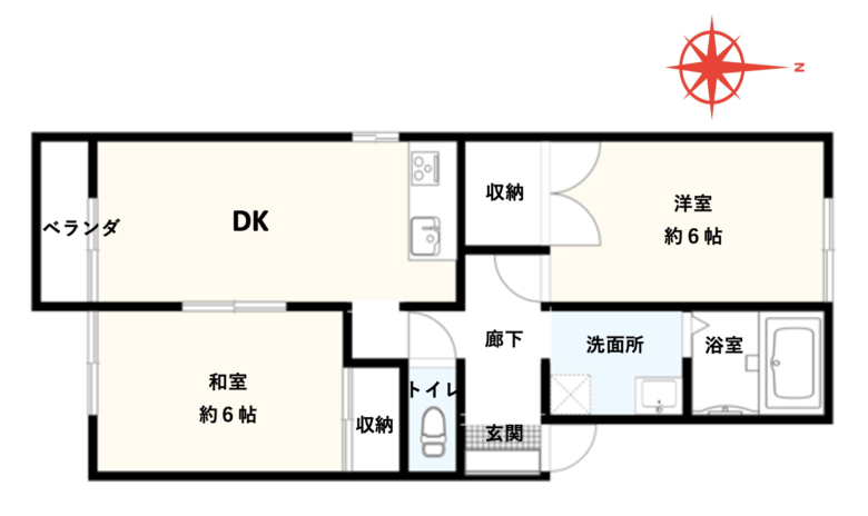 坂出市江尻町2DK賃貸アパート(サンヒルズK B棟2DK) - 画像 (3)